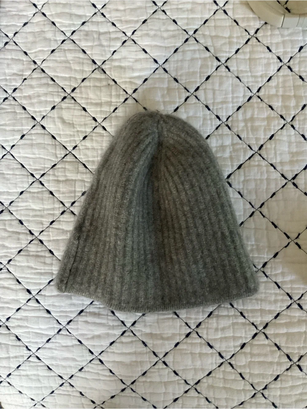 Kids Gray Ribbed Wool Beanie Hat